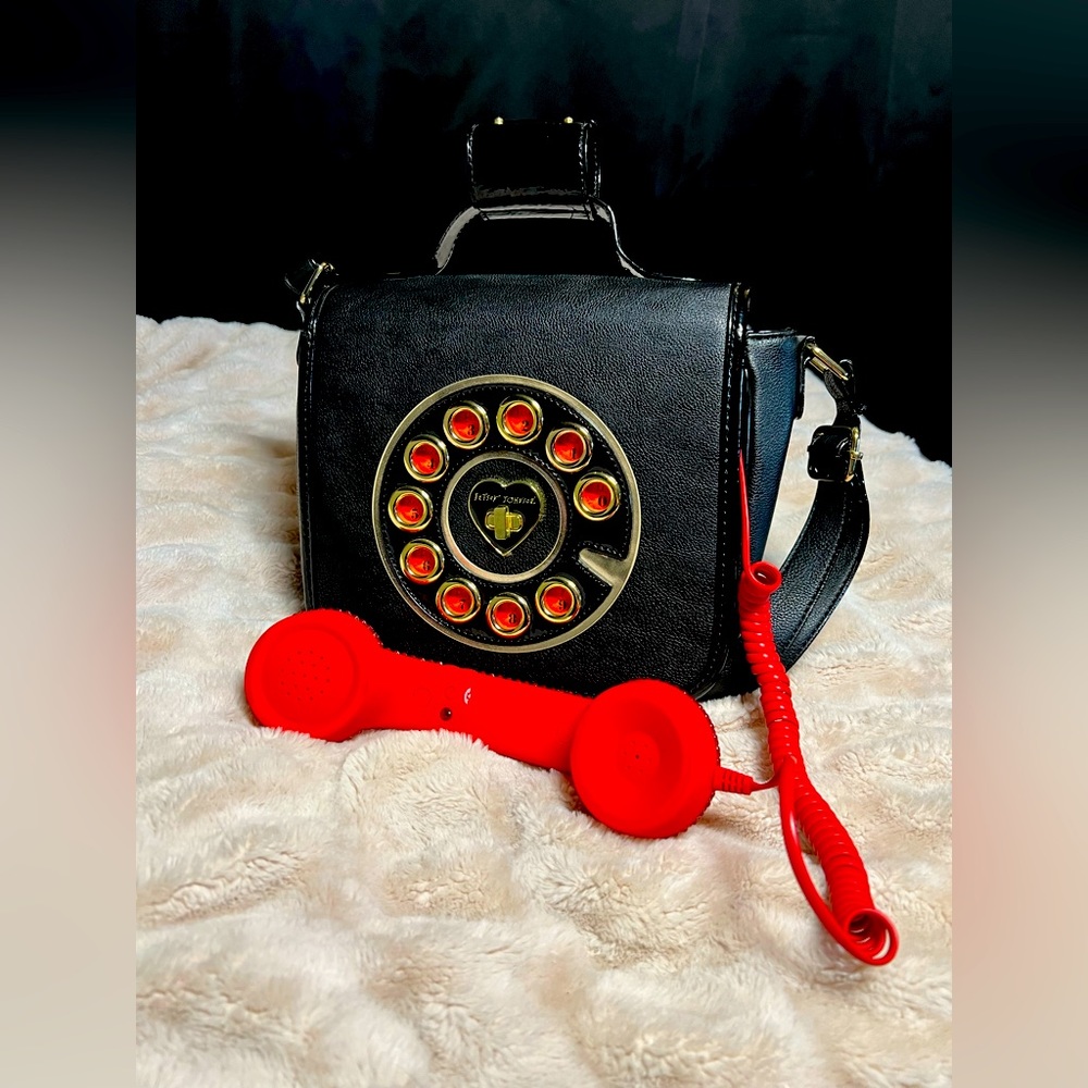 Black and Red Betsey Johnson Crossbody Bag with Phone - Picture 1 of 6